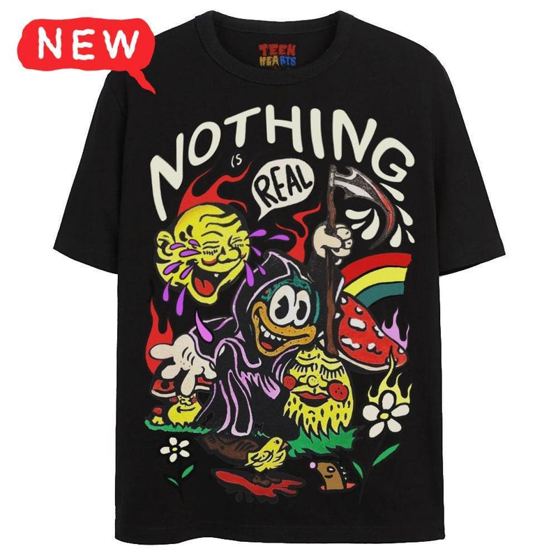 NOTHING'S REAL T-Shirts DTG Small BLACK 