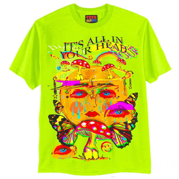 ALL IN YOUR HEAD T-Shirts DTG Small Green 