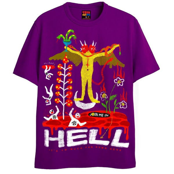 JOIN ME IN HELL T-Shirts DTG Small Purple 