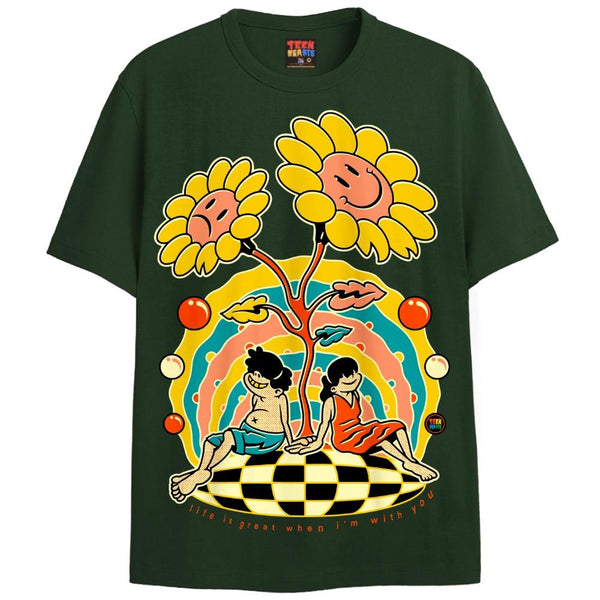 LIFE IS GREAT T-Shirts DTG Small Green 