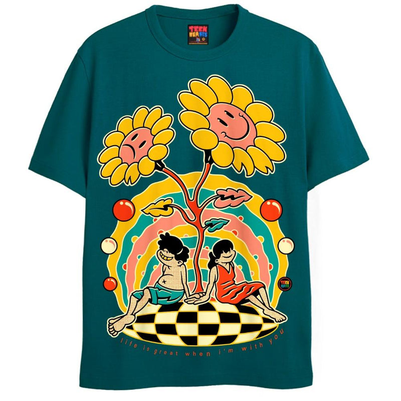 LIFE IS GREAT T-Shirts DTG Small Blue 