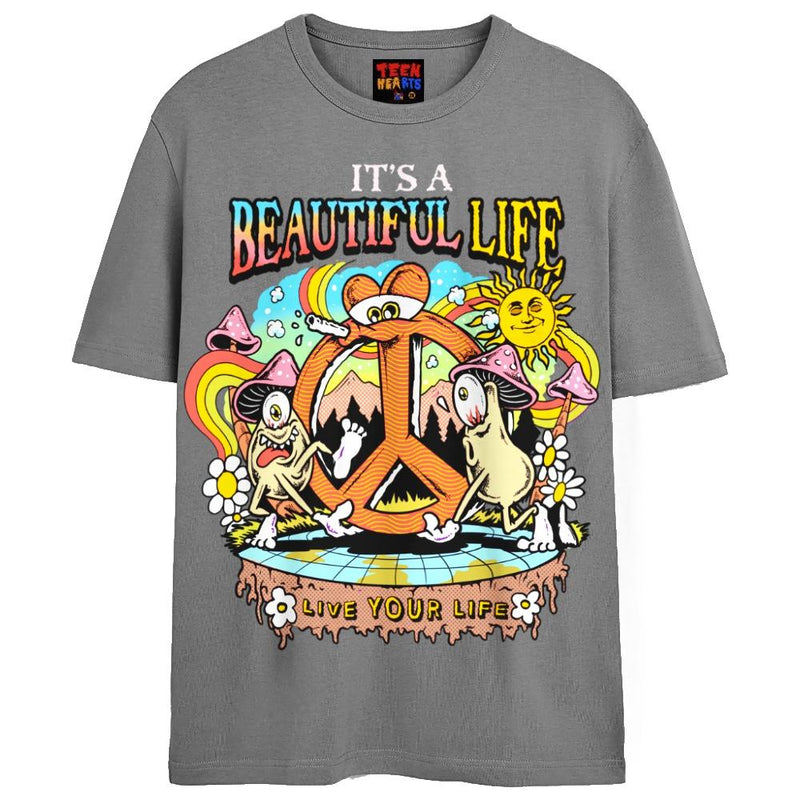 LIVE YOUR LIFE T-Shirts DTG Small Grey 