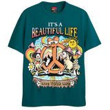 LIVE YOUR LIFE T-Shirts DTG Small Blue 