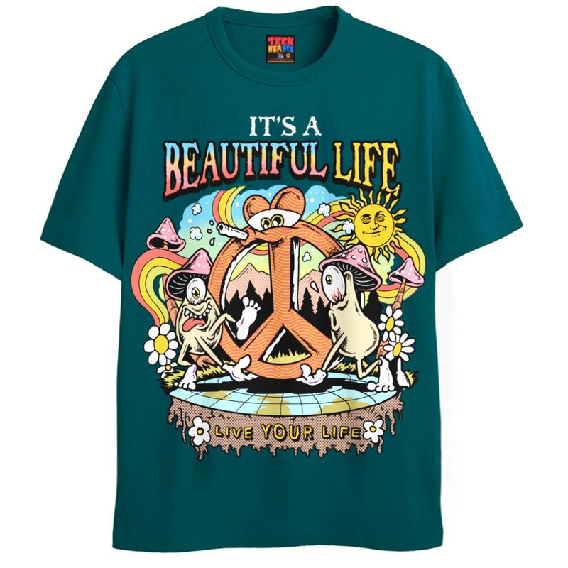 LIVE YOUR LIFE T-Shirts DTG Small Blue 