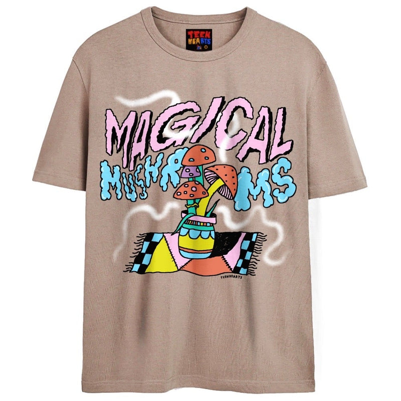 MAGICAL MUSHROOMS T-Shirts DTG Small Tan 
