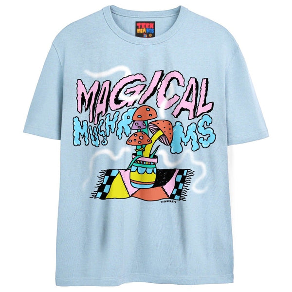 MAGICAL MUSHROOMS T-Shirts DTG Small Blue 