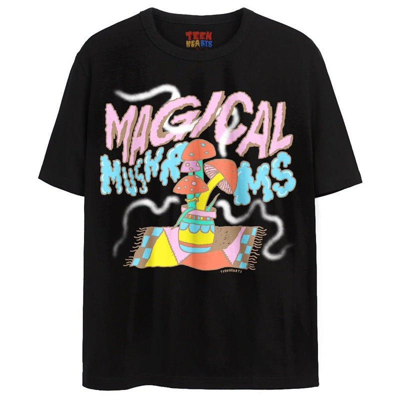 MAGICAL MUSHROOMS T-Shirts DTG Small Black 