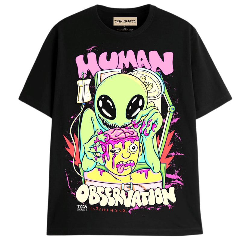 HUMAN OBSERVATION T-Shirts DTG Small BLACK 