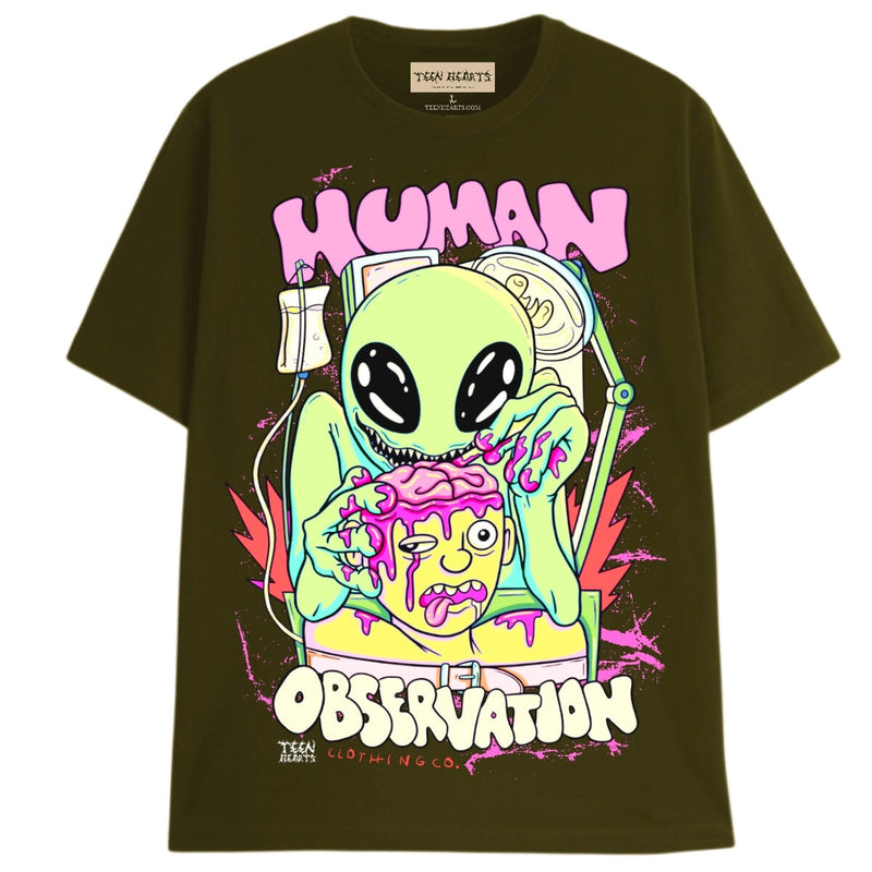 HUMAN OBSERVATION T-Shirts DTG Small GREEN 