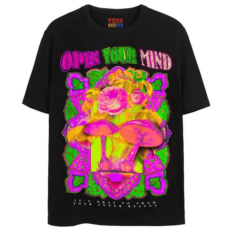 OPEN YOUR MIND T-Shirts DTG Small Black 1