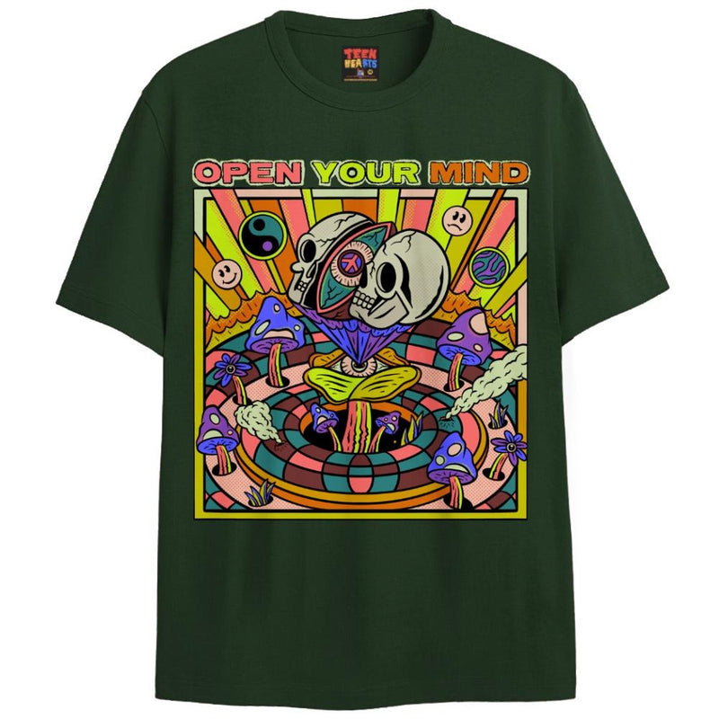 OPEN YOUR MIND T-Shirts DTG Small Green 