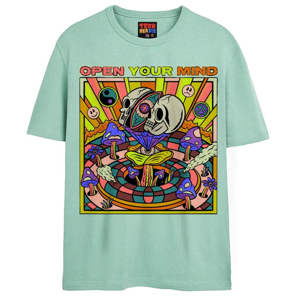 OPEN YOUR MIND T-Shirts DTG Small Blue 