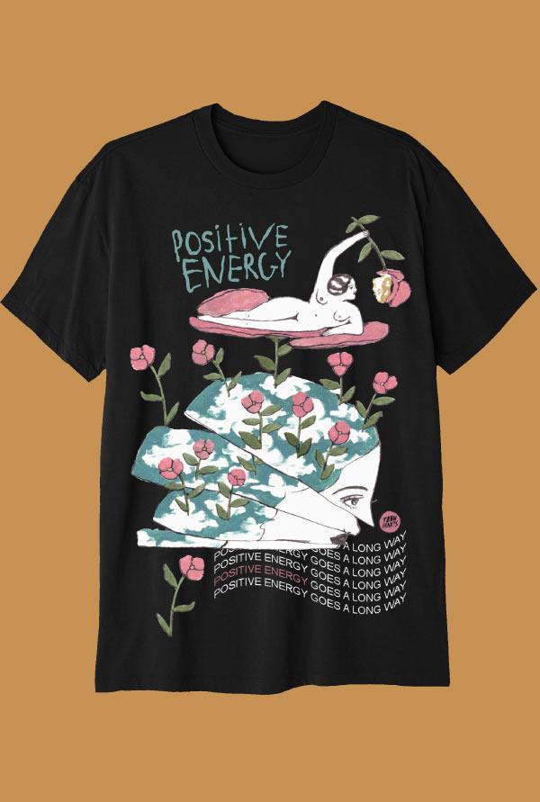 POSITIVE ENERGY T-Shirts DTG Small Black 