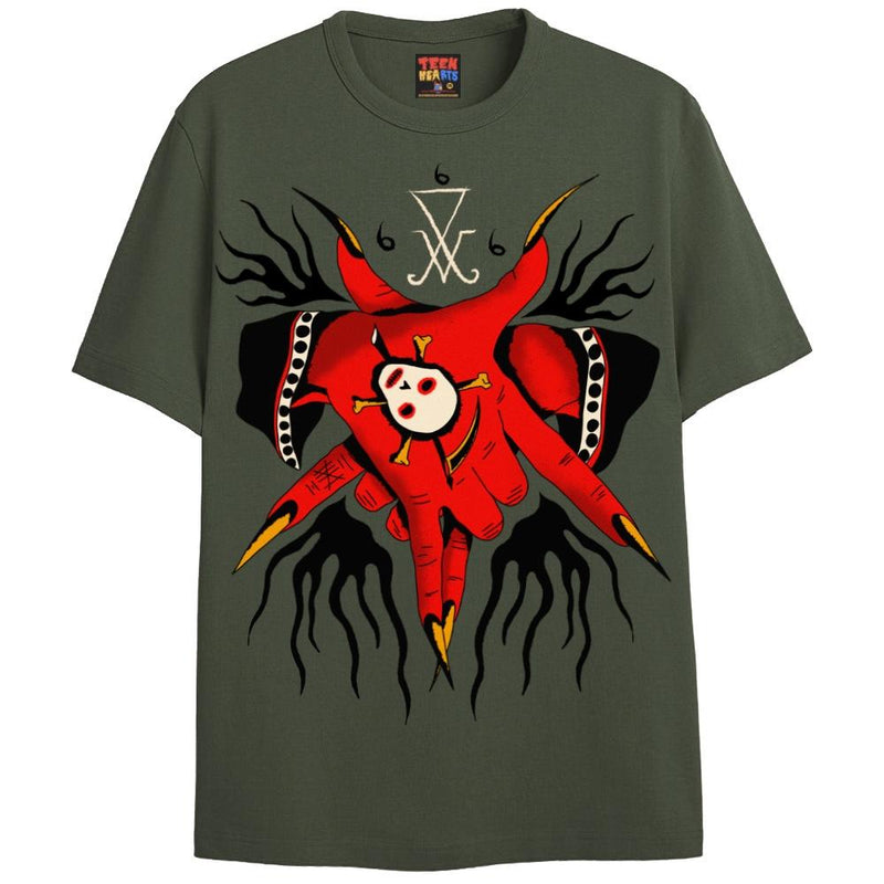 PENTAGRAM HANDS T-Shirts DTG Small Green 