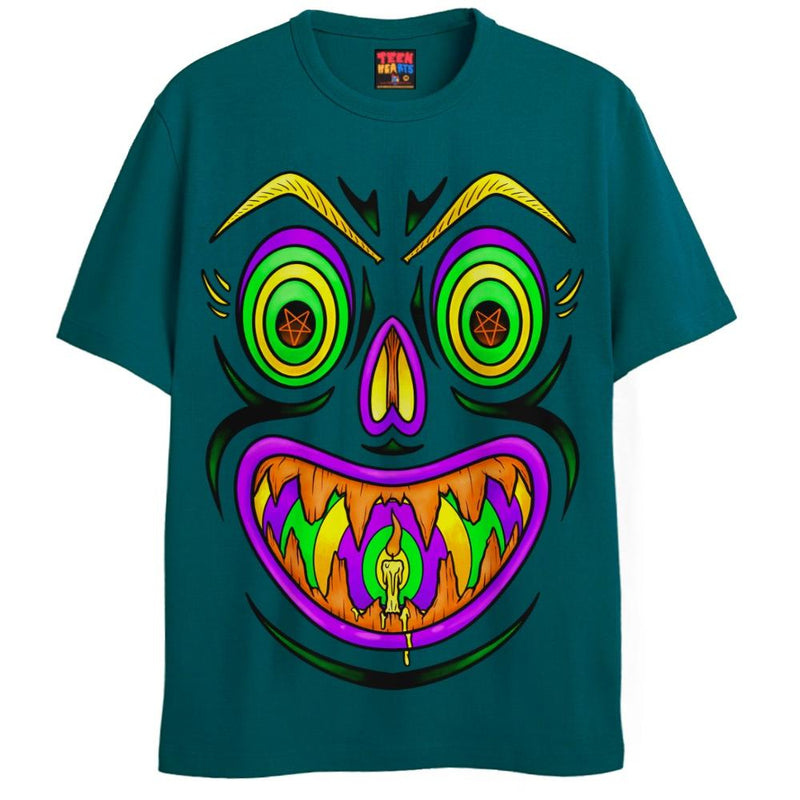 PENTAGRAM PUMPKIN T-Shirts DTG Small Blue 