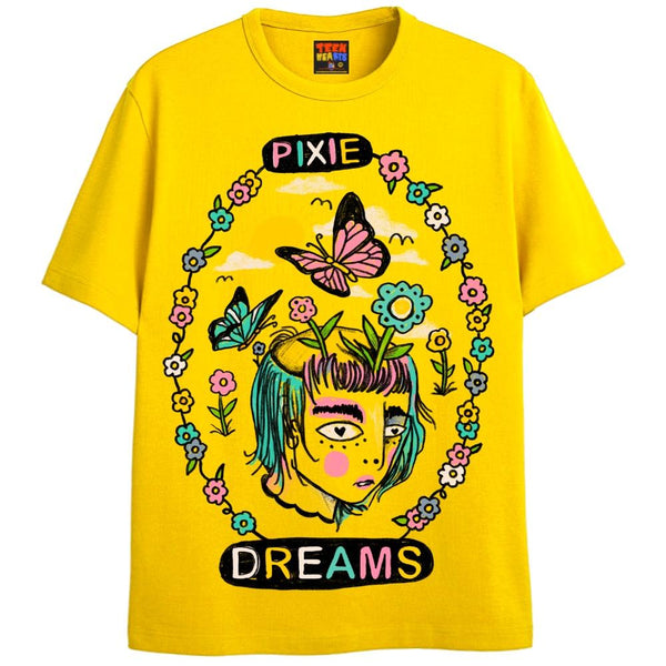 PIXIE DREAMS T-Shirts DTG Small Yellow 