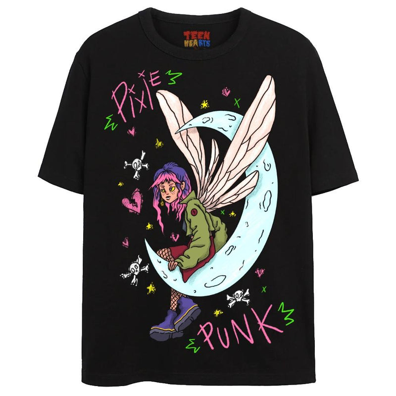 PIXIE PUNK T-Shirts DTG Small Black 