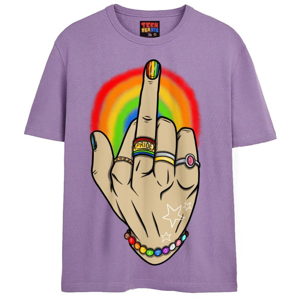 PRIDE FINGER T-Shirts DTG Small Lavender 1