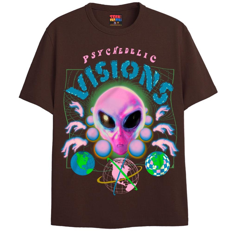 PSYCHEDELIC VISION T-Shirts DTG Small Brown 