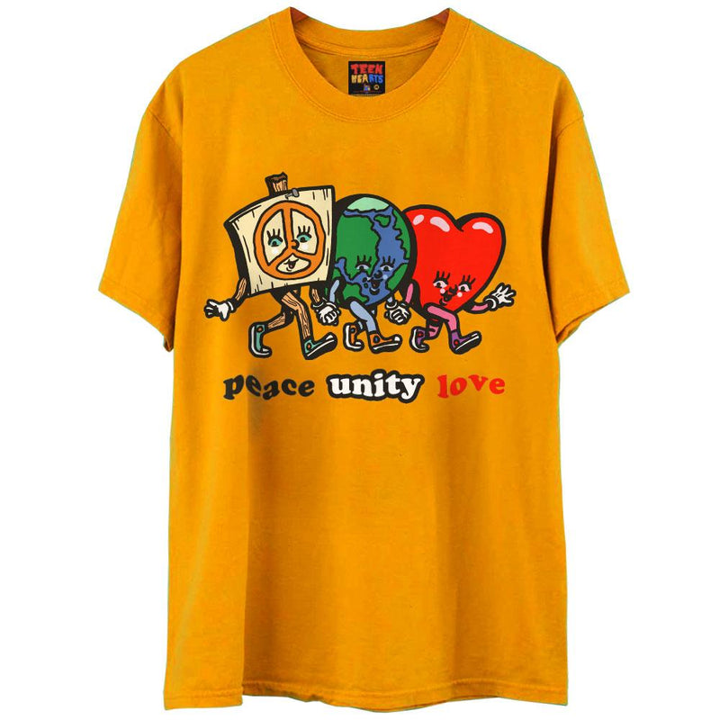 PEACE UNITY LOVE T-Shirts DTG Small GOLD 