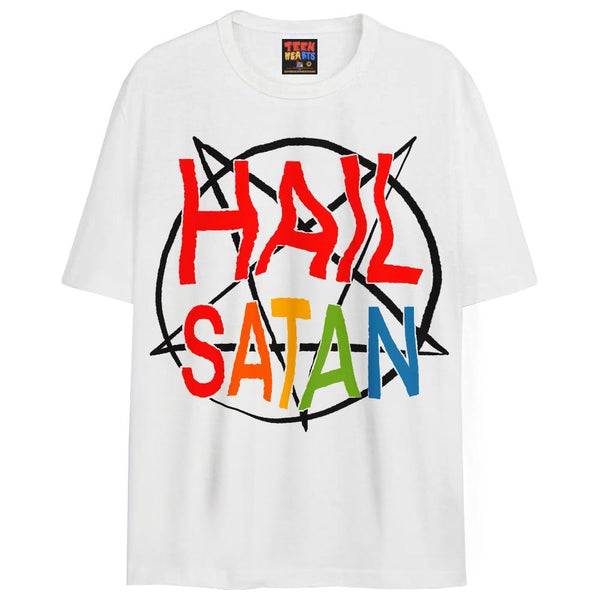 HAIL SATAN T-Shirts DTG Small White 