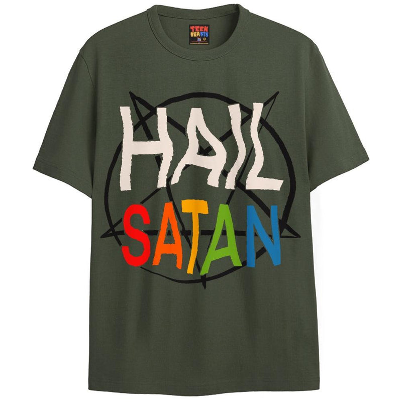 HAIL SATAN T-Shirts DTG Small Green 