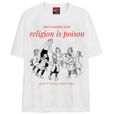 RELIGION IS POISON T-Shirts DTG Small WHITE 