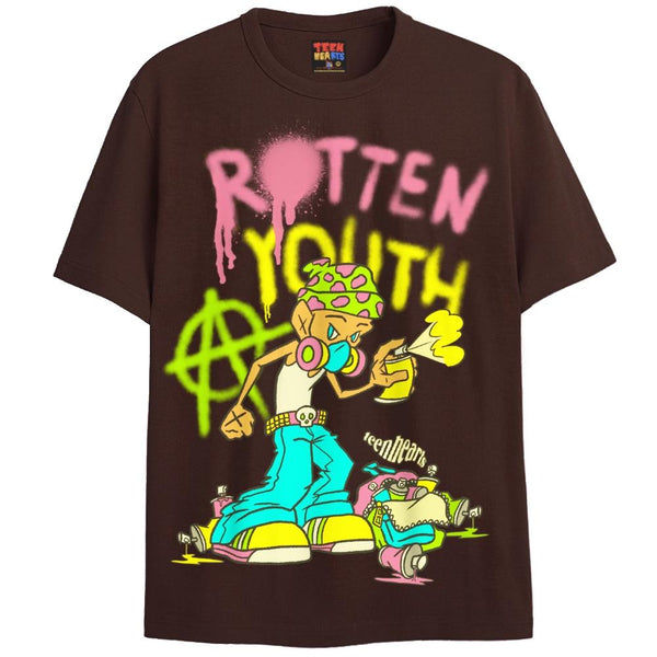 ROTTEN YOUTH T-Shirts DTG Small Brown 