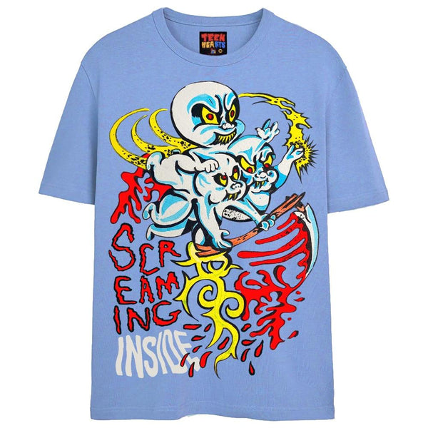 SCREAMING INSIDE T-Shirts DTG Small Blue 