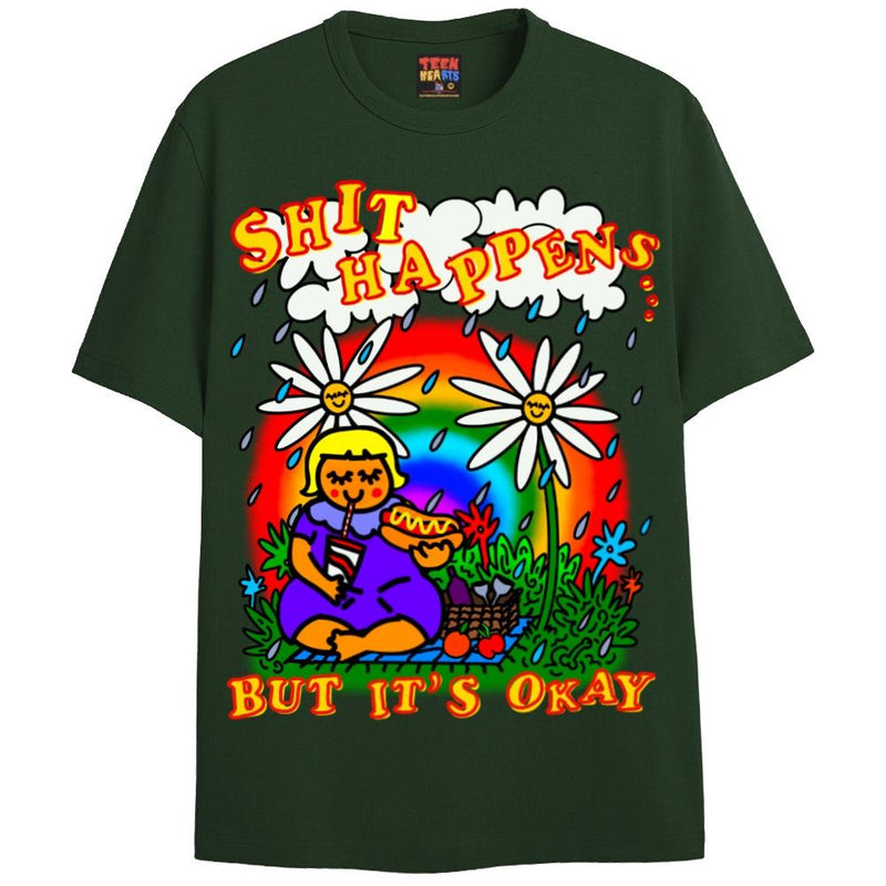 SHIT HAPPENS T-Shirts DTG Small Green 