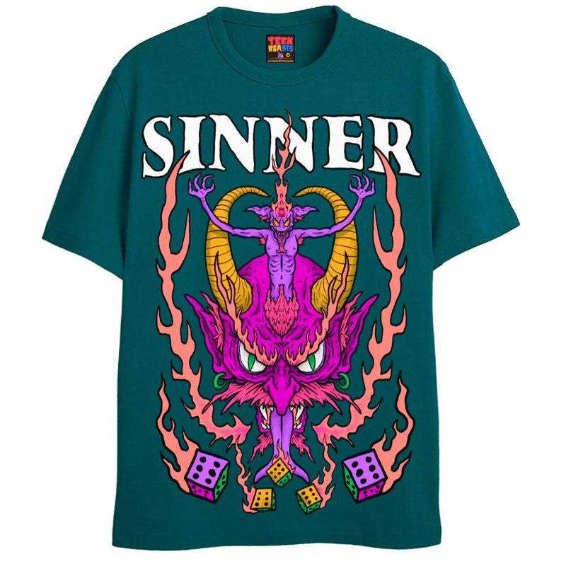 SINNER T-Shirts DTG Small Blue 