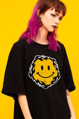 SMILEY FLAMES T-Shirt DTG Black L 