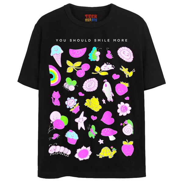 SMILE MORE T-Shirts DTG Small Black 