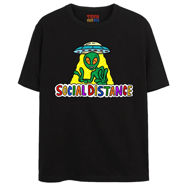 SOCIAL DISTANCE T-Shirts DTG Small BLACK 