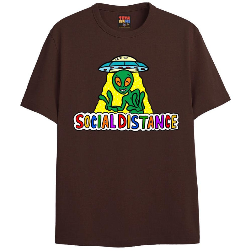 SOCIAL DISTANCE T-Shirts DTG Small BROWN 