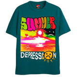 SUMMER DEPRESSION T-Shirts DTG Small Blue 