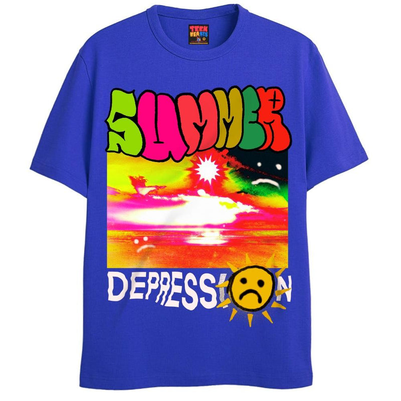 SUMMER DEPRESSION T-Shirts DTG Small Royal Blue 