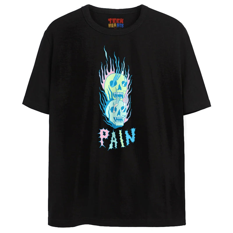 PAIN FLAMES T-Shirts DTG Small Black 