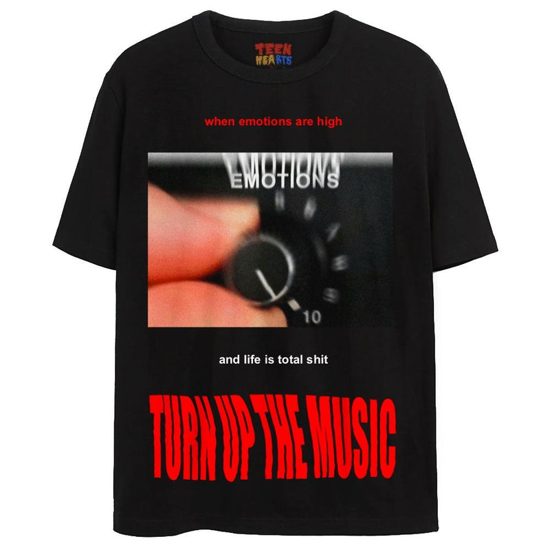 TURN UP THE MUSIC T-Shirts DTG Small Black 