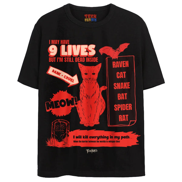 9 LIVES T-Shirts DTG Small Black