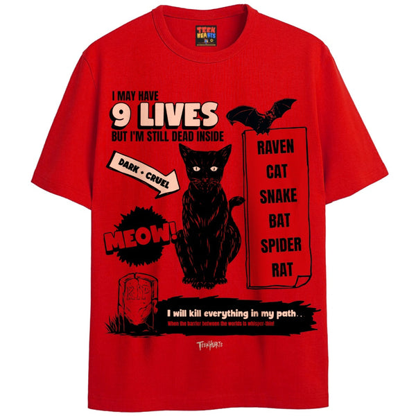9 LIVES T-Shirts DTG Small Red
