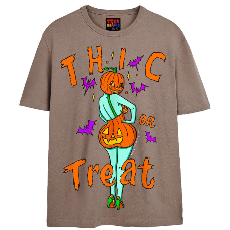 THIC OR TREAT T-Shirts DTG Small Tan 