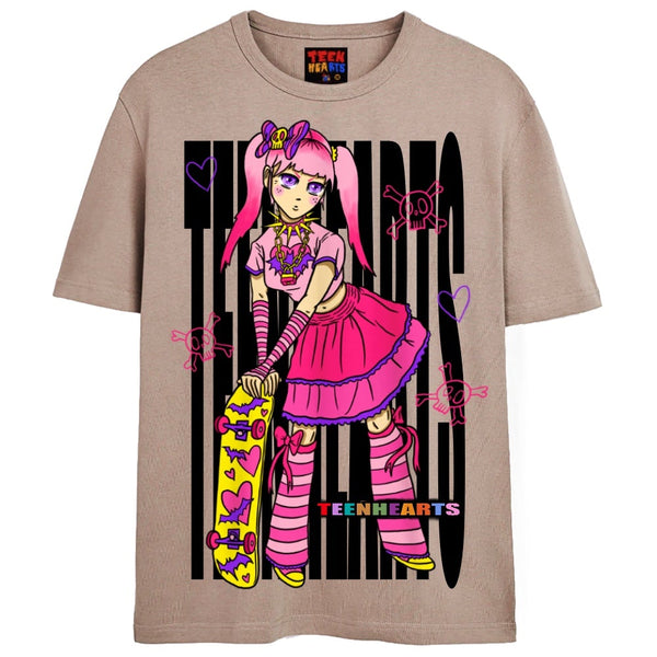 PASTEL GOTH GIRL T-Shirts DTG Small TAN 