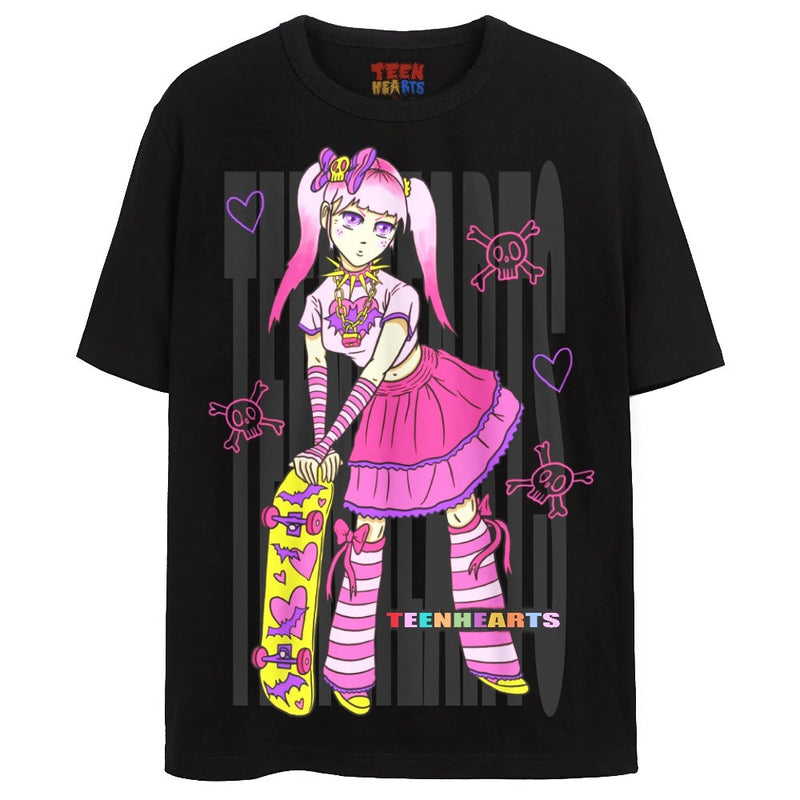 PASTEL GOTH GIRL T-Shirts DTG Small BLACK 