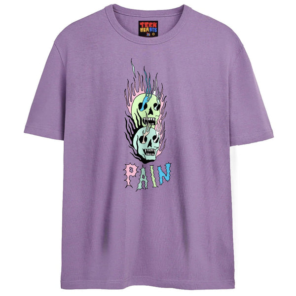 PAIN FLAMES T-Shirts DTG Small Lavender 