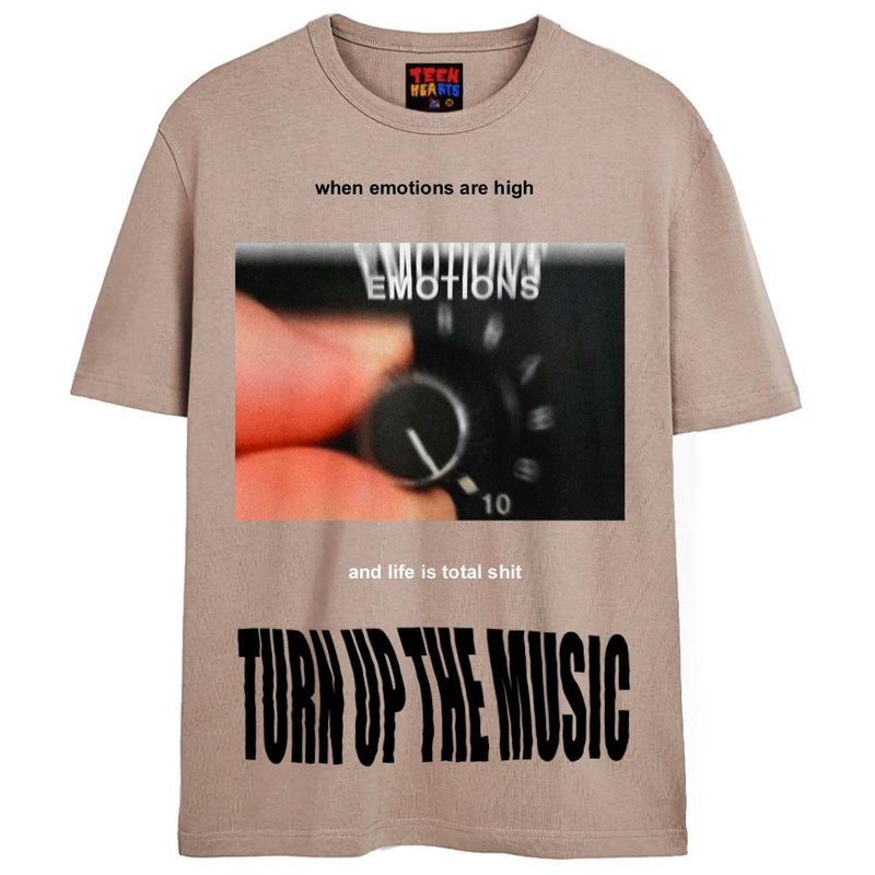 TURN UP THE MUSIC T-Shirts DTG Small Tan 