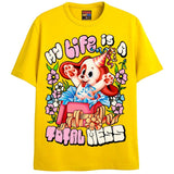 TOTAL MESS T-Shirts DTG Small Yellow 