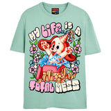 TOTAL MESS T-Shirts DTG Small Light Blue 
