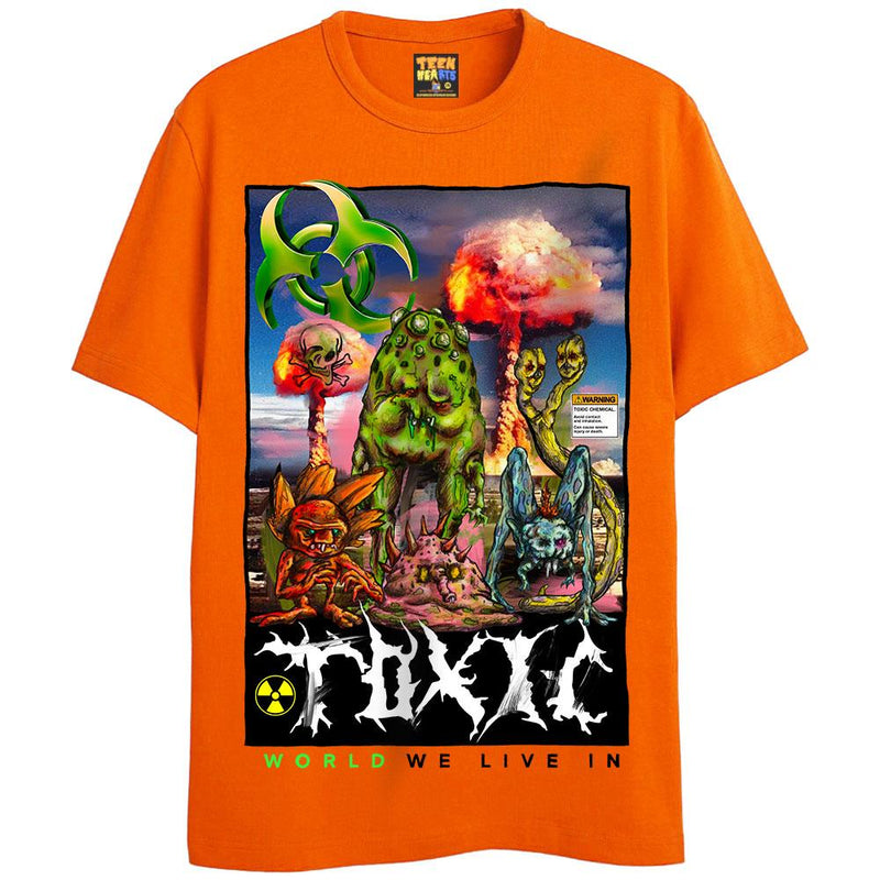 TOXIC WORLD T-Shirts DTG Small ORANGE 