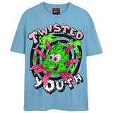 TWISTED YOUTH T-Shirts DTG Small Blue 